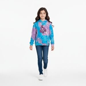 Fortnite Llama Tie Dye Hoodie Girls M (7/8) Purple Blue Pullover Sweatshirt